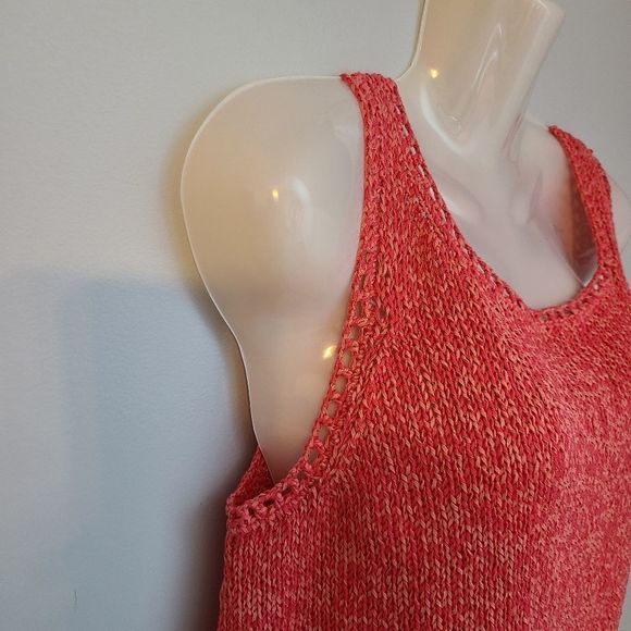 Sigrid Olsen Sport Pink Coral Mix Knitted Sleeveless Tank Womens L NWT - Picture 4 of 12